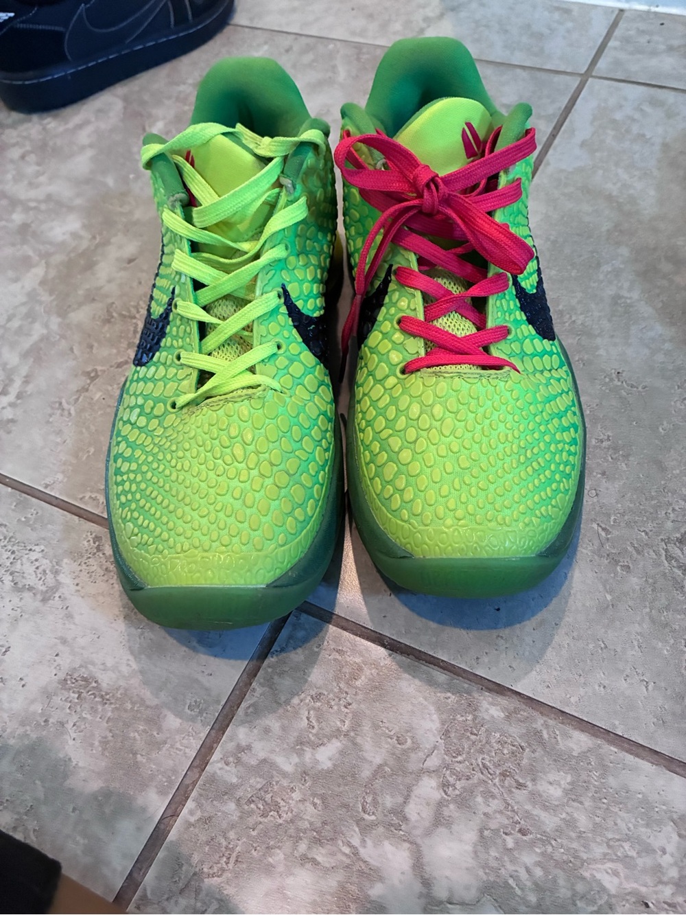 Nike Neon Green Basketball Sneakers with Black Swoosh - Picture 2 of 5